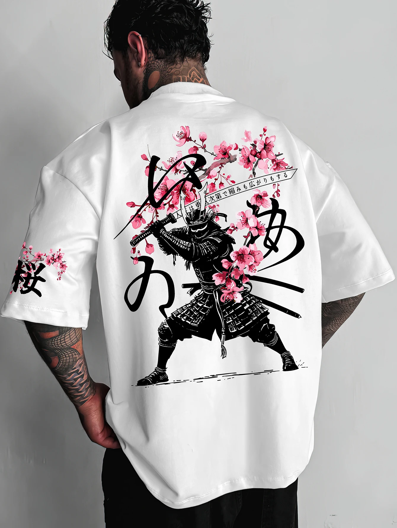 Streetwear Brand Japanese - Kaos Grafis Samurai Bermerek Ukuran Besar