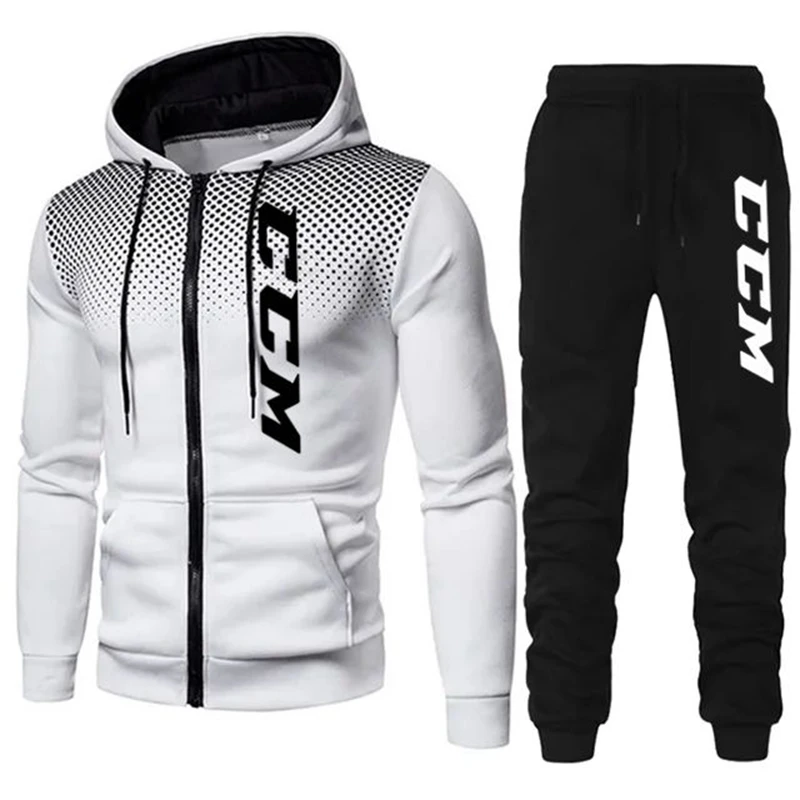 New Fashion Tracksuit for CCM Men Hoodie Fitness Clothing Men Running Set Sportswear Jogger Men's Tracksuit Winter Suit Sports