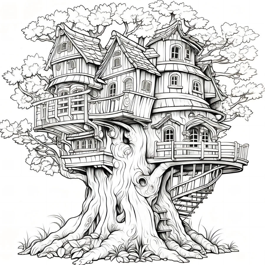 كتاب تلوين بيت شجرة الأحلام مكون من 20 صفحة هدية لحفلة عيد الميلاد وتخفيف التوتر وتقتل الوقت ورسم جرافيتي كتاب فني