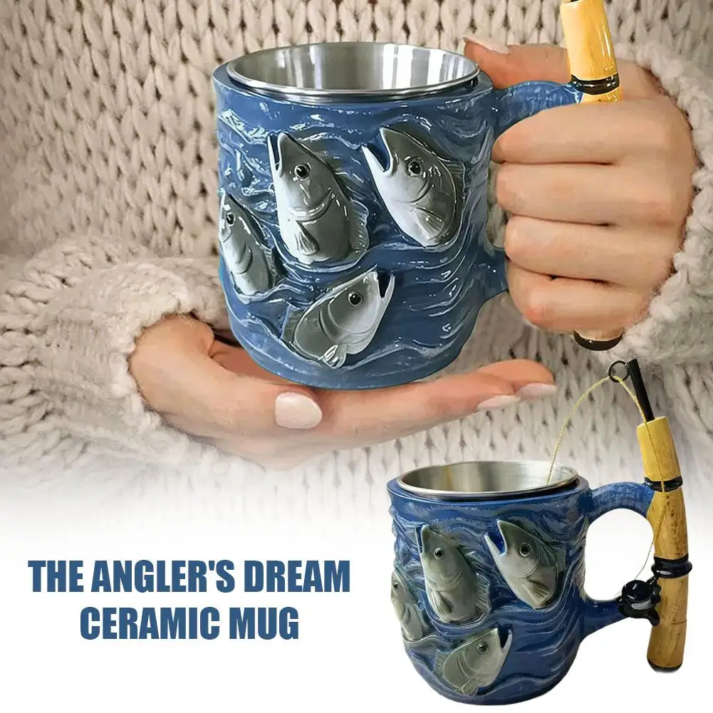 

Кофейная кружка 300 мл, смоляная чашка, посуда для холодных и горячих напитков, контейнер для напитков, дизайн на тему рыбалки, чашка для воды для чая, молока, рождественские подарки