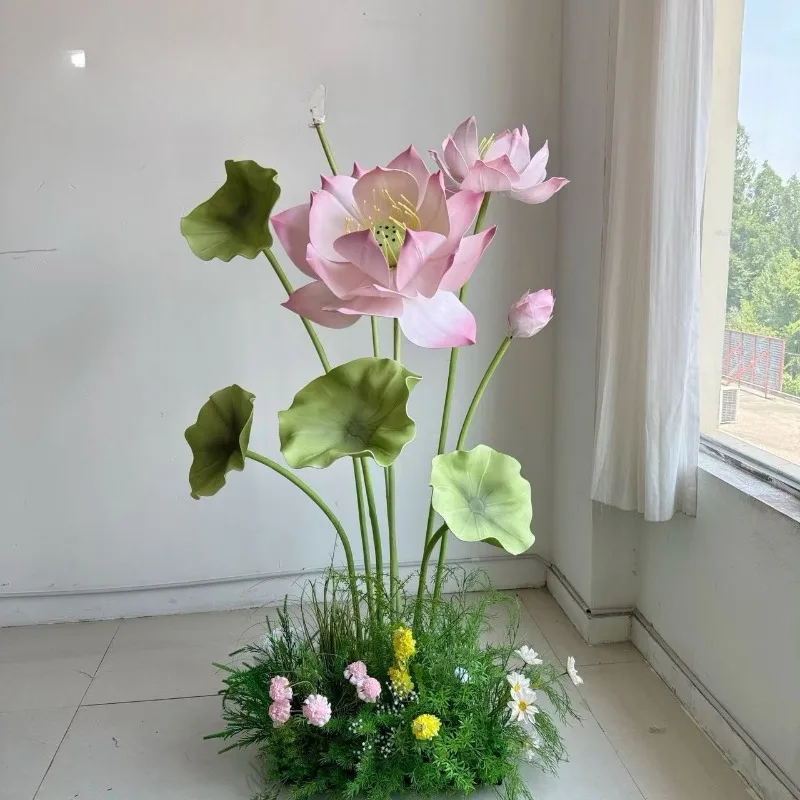 Large indoor simulation lotus leaf paper flower shopping mall scenic hotel atmosphere decoration