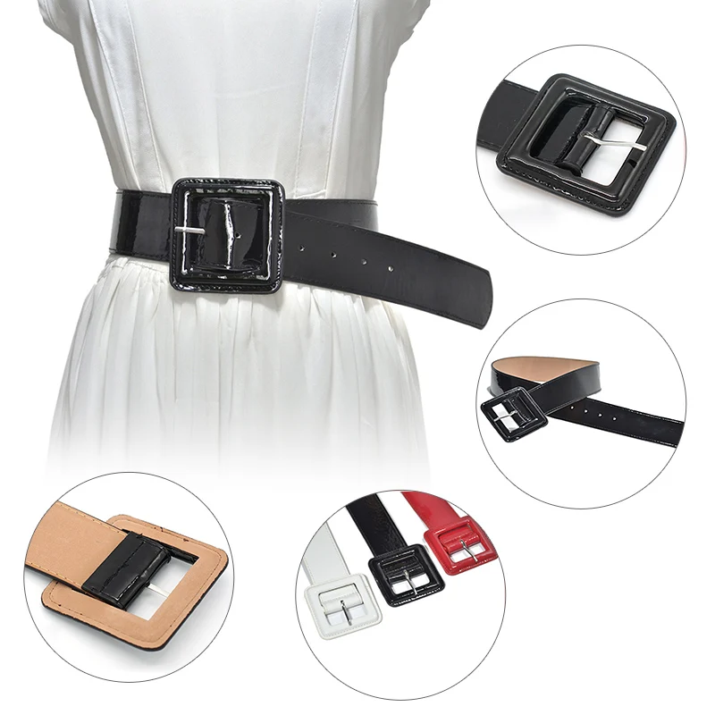 Mode Frauen Gürtel Breiter Patent Leder Breite Taille Gürtel Mit Schnalle Weiblichen Mantel Kleid Zubehör Korsett Kummerbund Bund