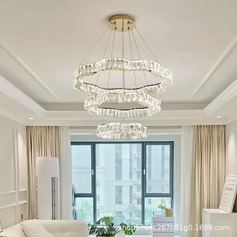 Crystal Chandelier Living Room Light 2025 New Flower Pattern Hall Main Light Modern Atmospheric Dining Room Light Luxury Light