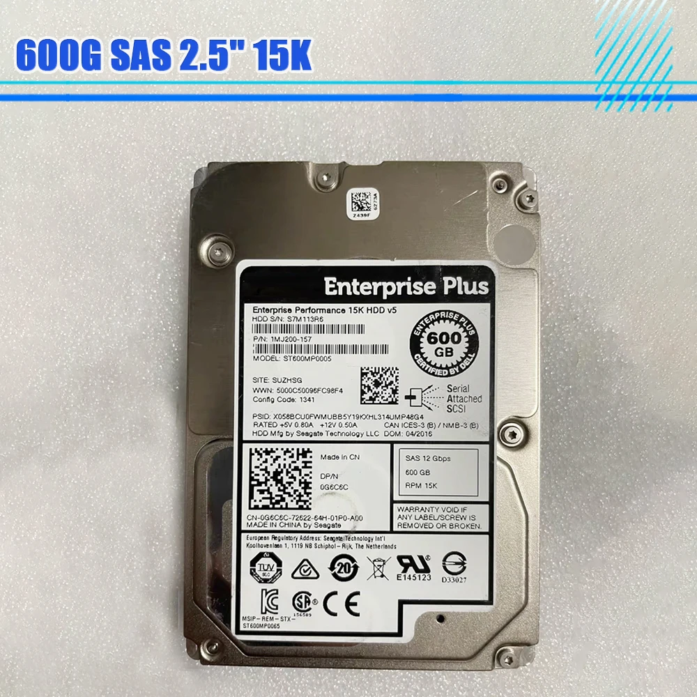 SCv320 SCv2020 SCv3020 ST600MP0005 0G6C6C 600G SAS 2.5'' 15K Hard Disk For DELL HDD