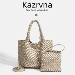 Zomer Dames Schoudertas Casual Geweven Tas Luxe Nieuwe Neopreen Gestreepte Handtas Voor Dames Mode Elegant