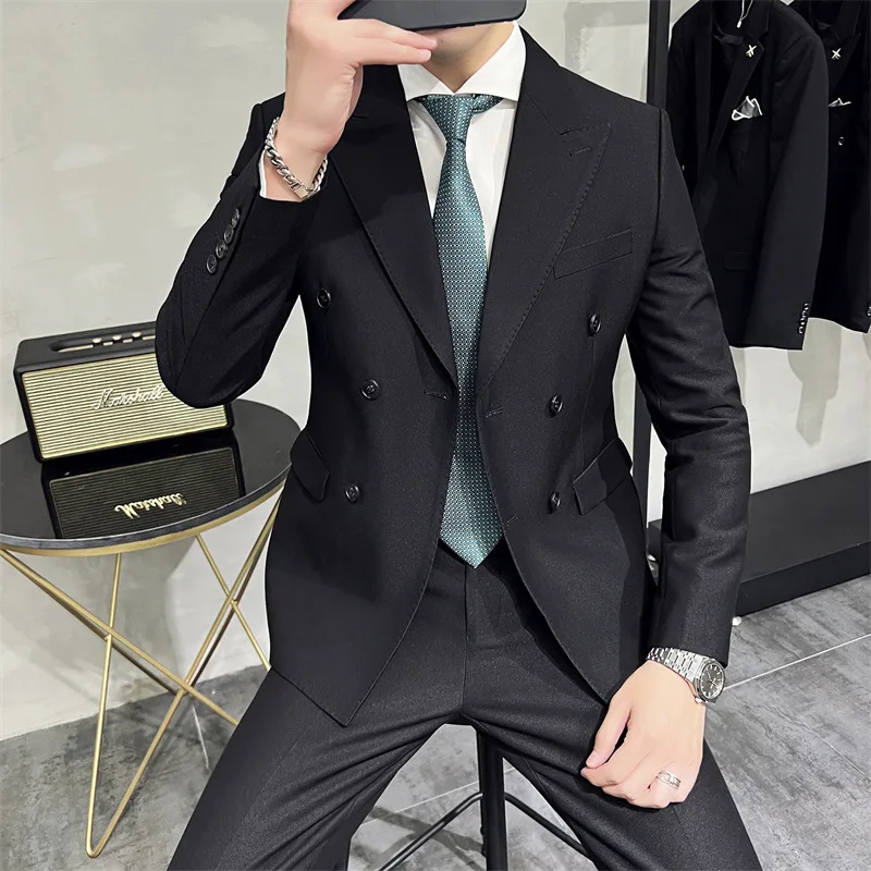 

L5707 Men's suits spring new men's double-breasted two-piece suits business groom best man wedding dress