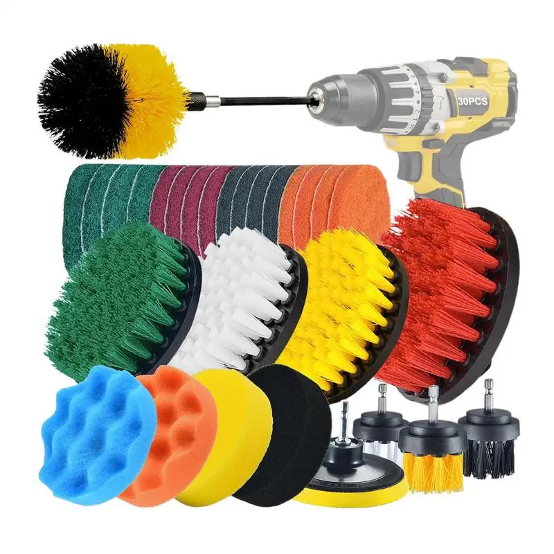 Electric Drill Car Brush Attachment Set Car Polisher Kitchen Bathroom Cleaning Brush Kit Drill-Brush Head Kits Car Cleaning Tool