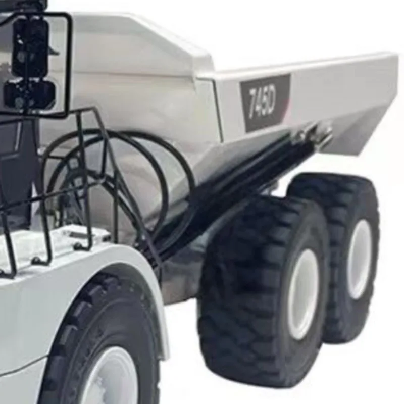 DIM 745D 1/14 Metaal 6x6 RC Hydraulisch Gelede Geschilderd Wit Gemonteerd Vrachtwagen K745 Pomp Klaar om te rennen Model Speelgoed THZH1302