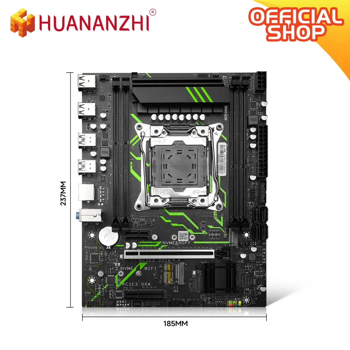 HUANANZHI X99-MD3 Motherboard With TPM2.0 LGA2011-3 Intel Xeon E5 DDR3 128GB Dual M2 NVME USB3 ATX - view 3