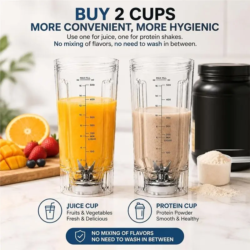 B98A-Crystal-Clear And Shatter-Resistant 22Oz Replacement Cup For Ninja Blast Max Portable Blender BC251, 22Oz Cup