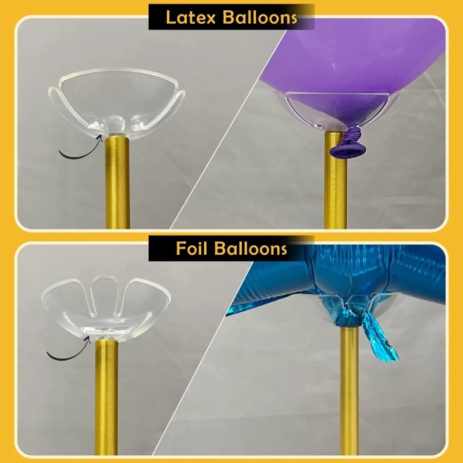 Set di supporti per palloncini dorati da 2 colonne per palloncini in metallo regolabili da 1 a 5,25 piedi per supporti da pavimento e centrotavola da tavolo