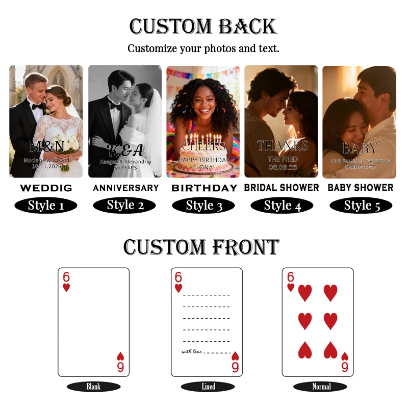 Custom Playing Cards Photo, Personalized Playing Cards Wedding Guest Gifts, Blank Playing Cards Wedding Guest Book Alternative