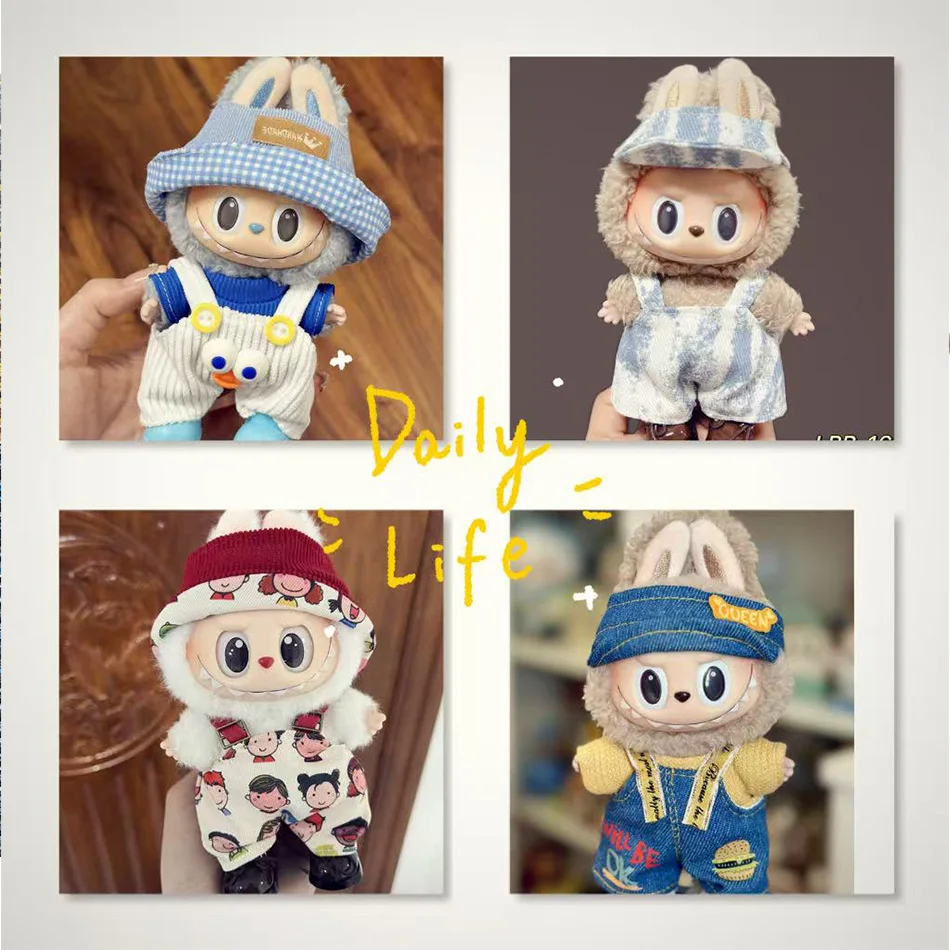 

Anime Labubu Doll Clothes Fashion Overalls Labubu Idol V1 V2 Dolls Clothing Accessories 15/17cm Plush Doll Universal In stock
