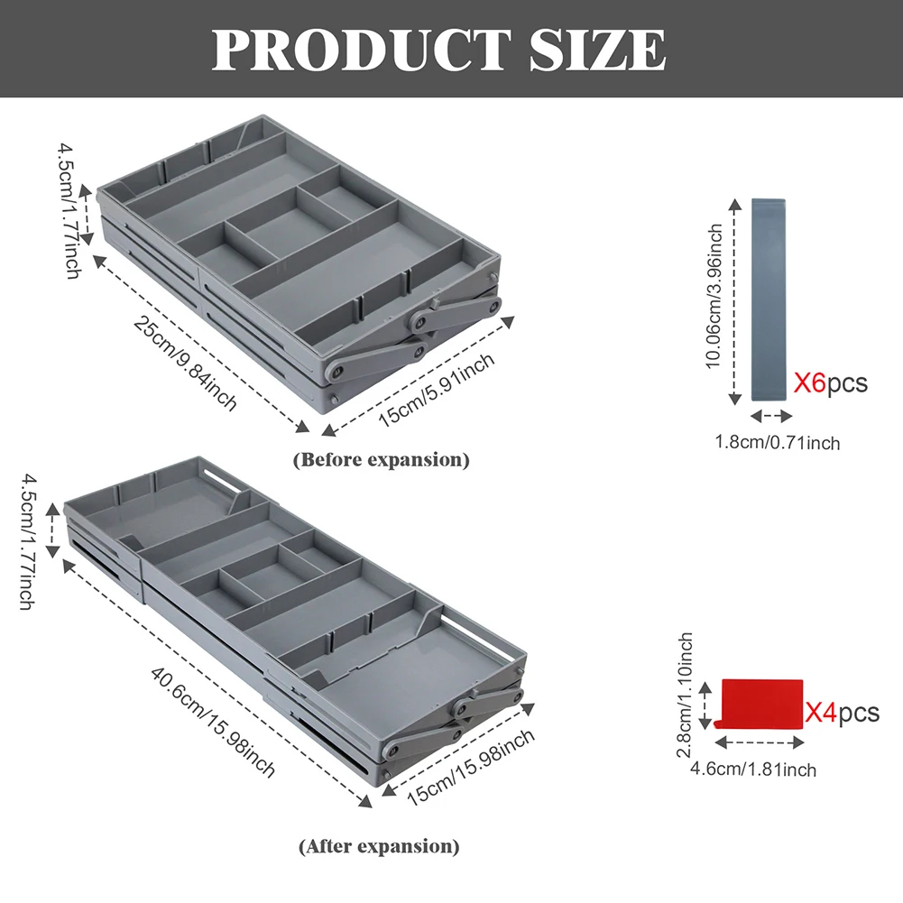 Foldable Multi Level Storage Tray, Adjustable Divider, Versatile Expandable Drawer, Jewelry Organizer, 2 or 3 Tier