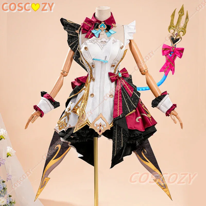 أزياء كوسبلاي جينشين إمباكت اسكوفير التأثيرية فستان شعر مستعار وقبعة الذيل الدعائم أوسيا فونتين أزياء الهالوين الممتازة