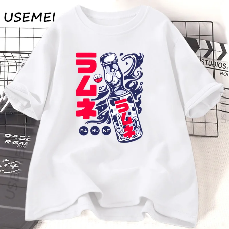 Ramune Japanese Soda Drink T-shirt Man Woman Cotton Round Neck Graphic T Shirts Casual Summer Loose T Shirt Fashion Clothes