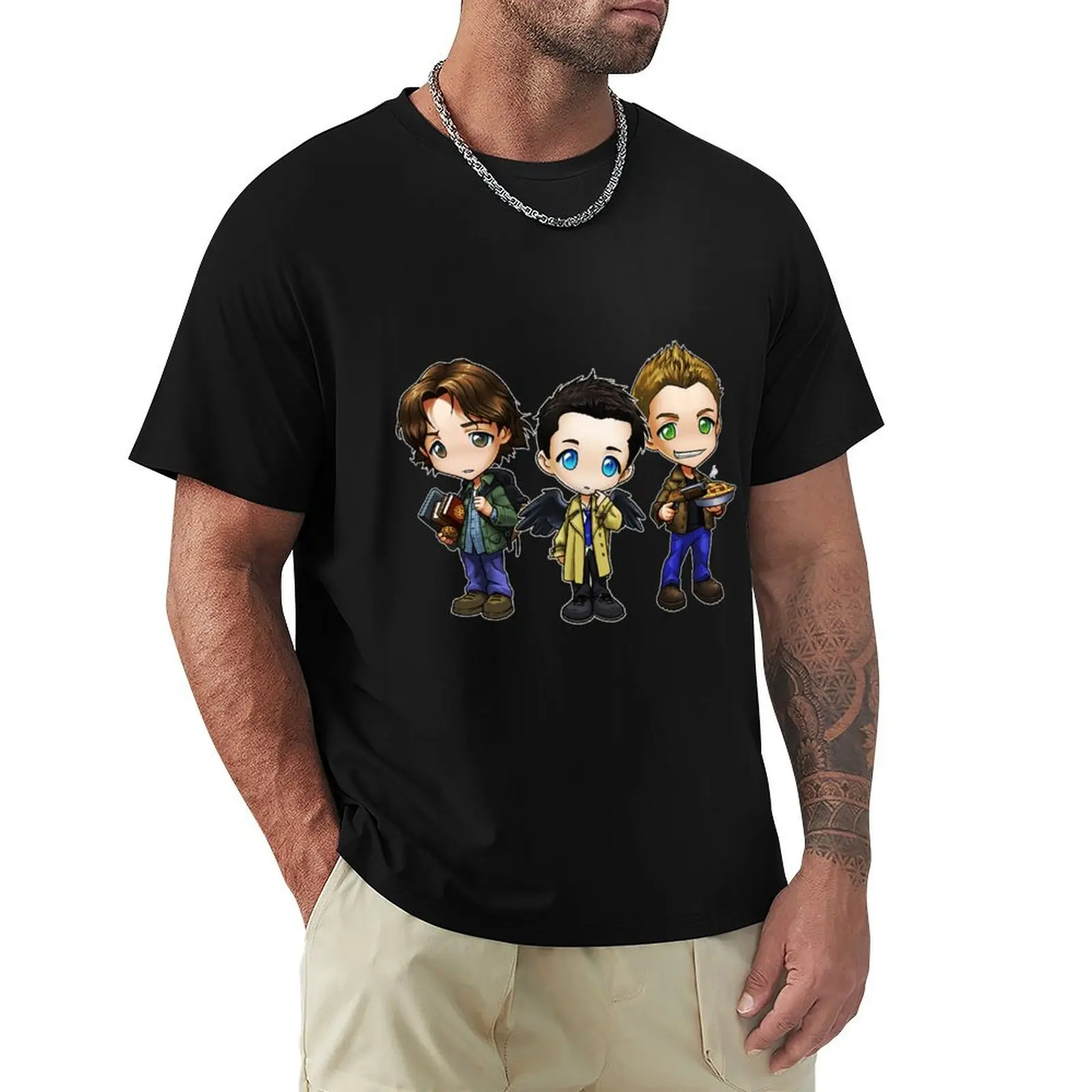 

Supernatural Castiel Dean and Sam Winchester T-Shirt custom t shirt graphics Aesthetic clothing compression shirt men