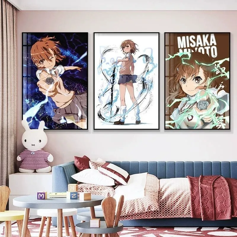 Science Anime A Certain Scientific Railgun Canvas Print Unframed Canvas Wall Art Character Poster for Bedroom Decor
