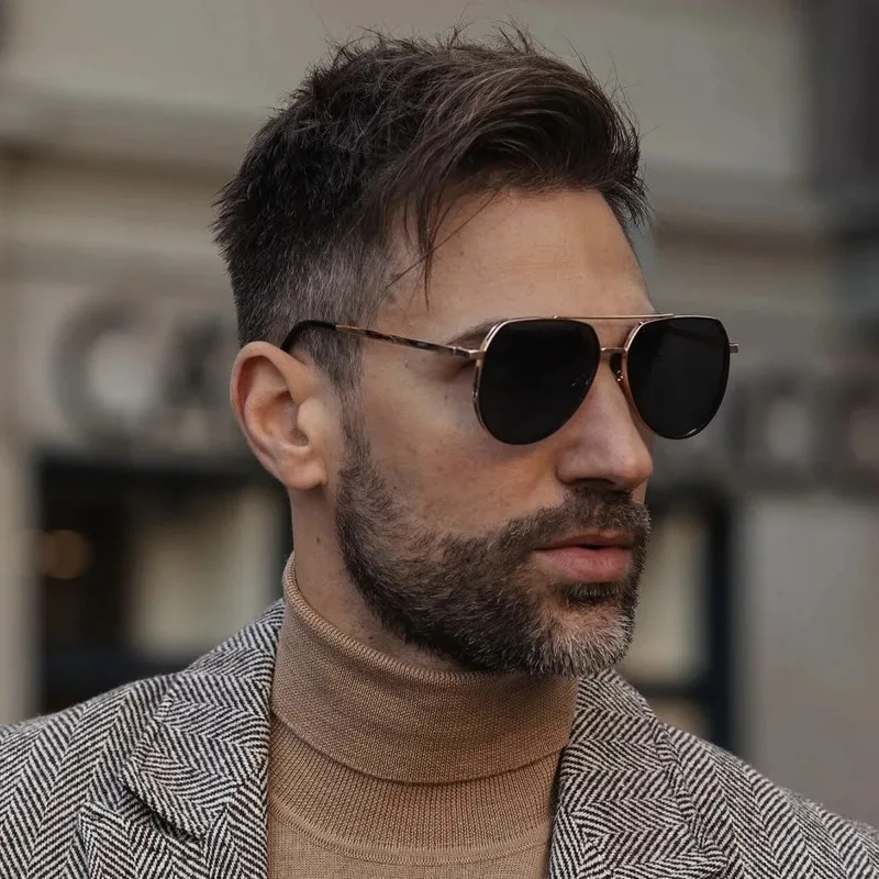 Fashion  Metal Square Punk Sunglasses Men Luxury Brand Retro Double Beam Sun Glasses For Male Steampunk Driving Eyewear UV400