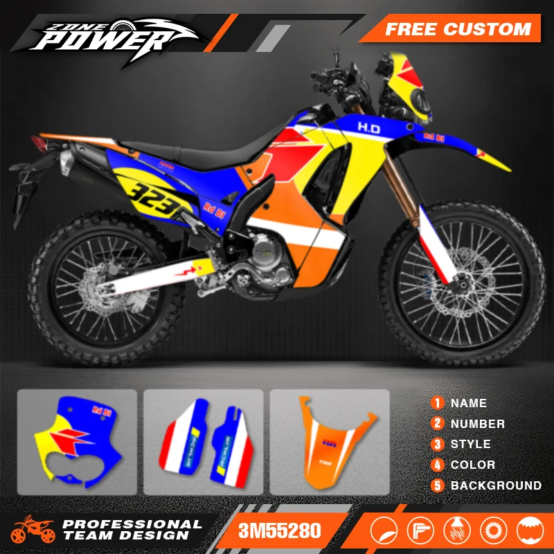 Powerzone Motorcycle Graphic Decal Stickers Kits For Honda CRF250 2017 2018 2019 2020 RALLY Number Name Customize 04