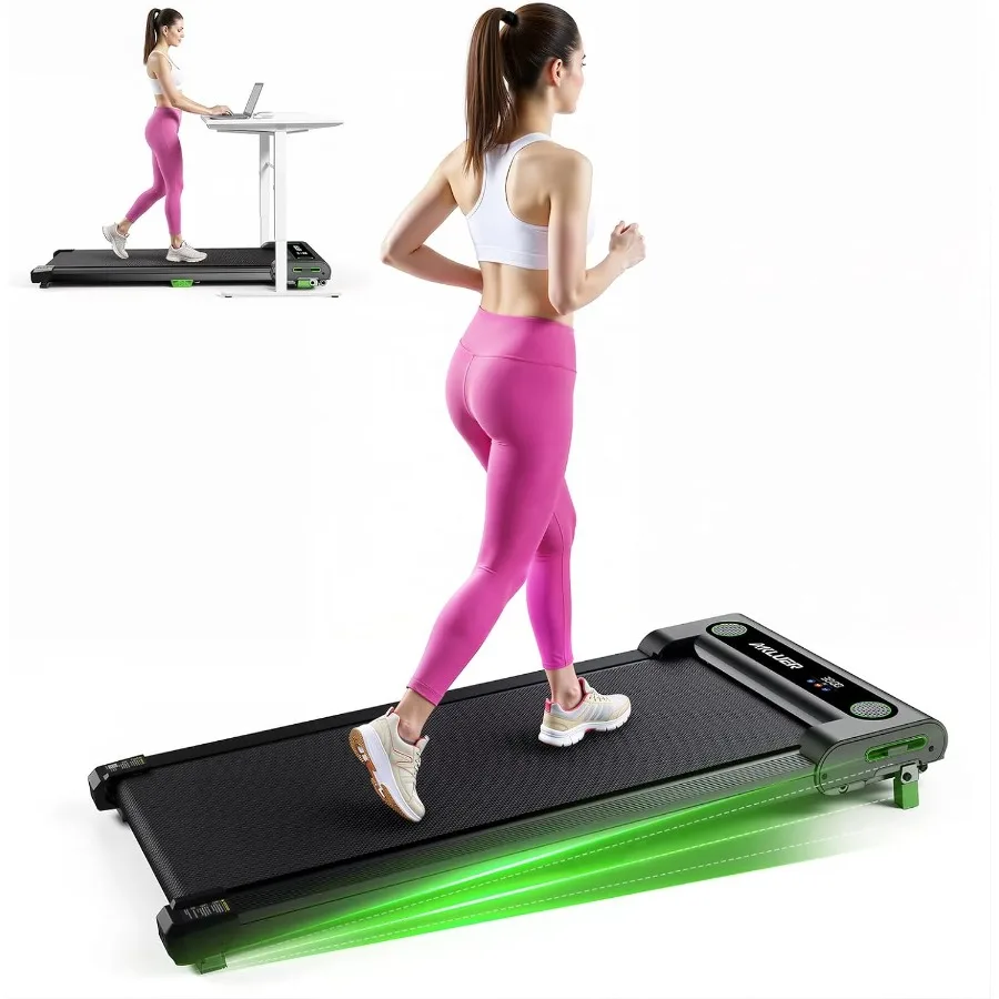 Walking Pad with Incline Under Desk Treadmill for Home Office: Foldable Steel Frame, Black, Quiet Motor Compact Design