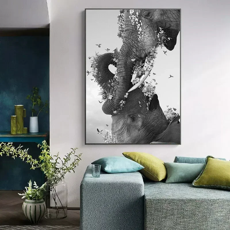 Wildlife Elephant Family Posters Canvas Painting Animal Father Mother Baby Love Wall Art Picture For Modern Room Home Decoration view 4