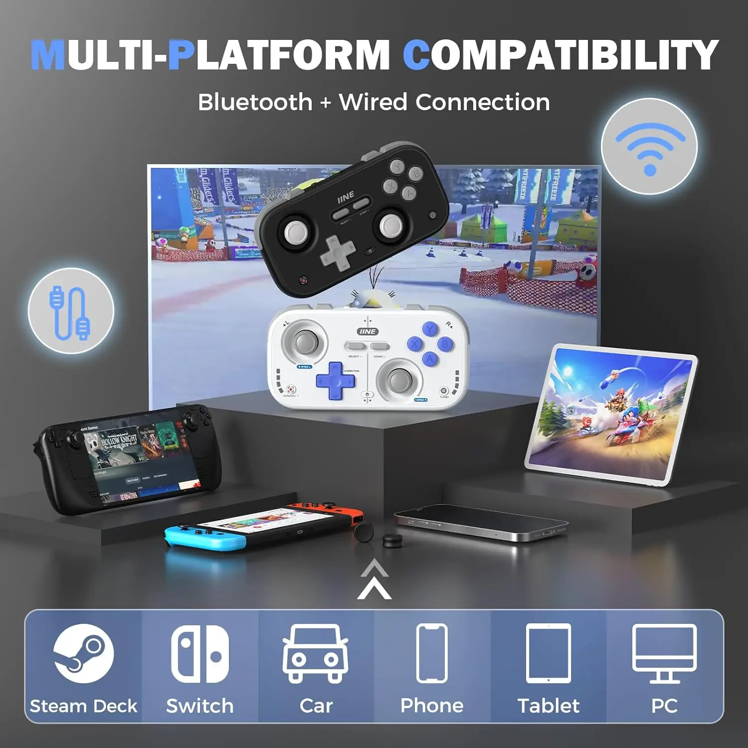 Retro Pocket Wireless Game Controller for Switch 2 / Steam Deck– Compact Gamepad with Hall Effect Joysticks,1000Hz Polling Rate