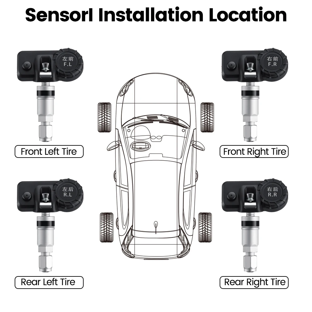 USB TPMS for Android Car Stereo Radio 4-Sensor Wireless Vehicle Auto Tire Pressure Monitoring Temperature Alarm System