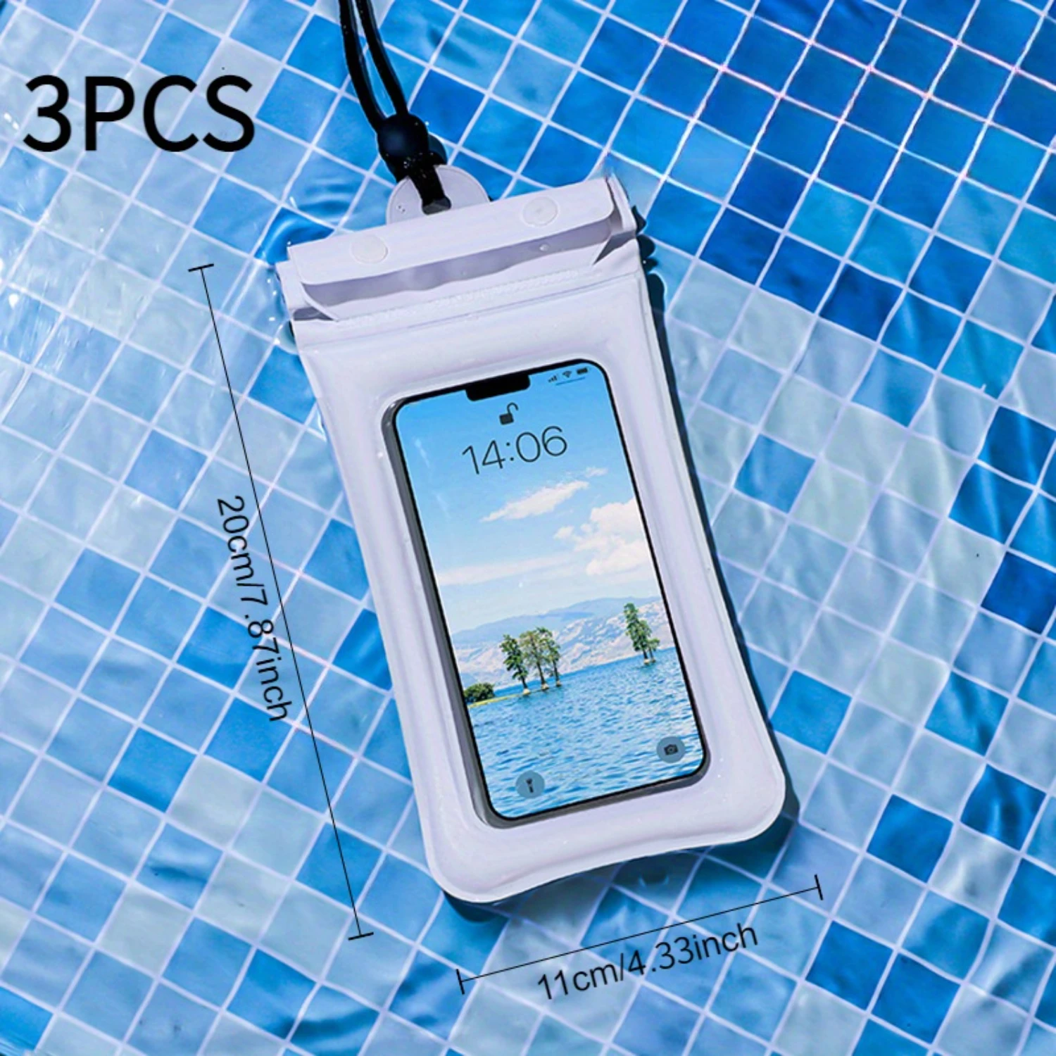 

Водонепроницаемый чехол для телефона из трех частей с тройным уплотнением и защитной подушкой, прочный ПВХ для захвата всех моментов, без имеет значение