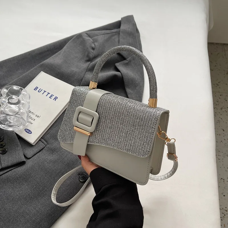 حقيبة كتف جلدية لامعة عصرية للنساء، حقيبة يد كروس أنيقة وبسيطة #4