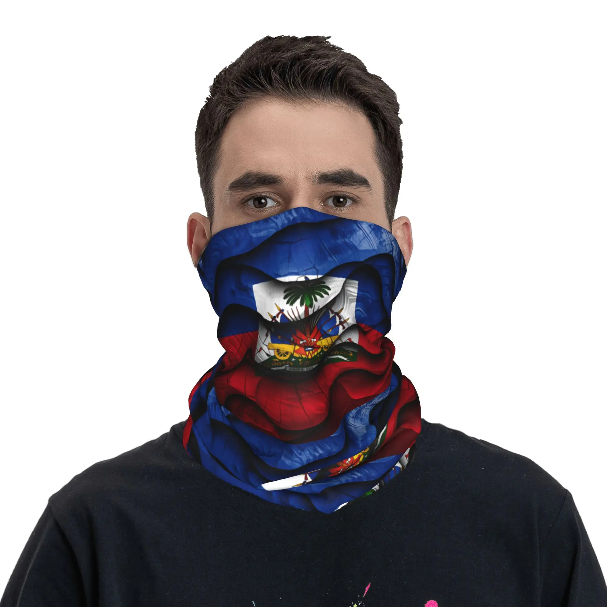 Haiti Flag Balaclava  Hunting Fishing Tactical Mask Unisex y2k Funny UV Protection Bicycle Mask Soft Warm Scarves