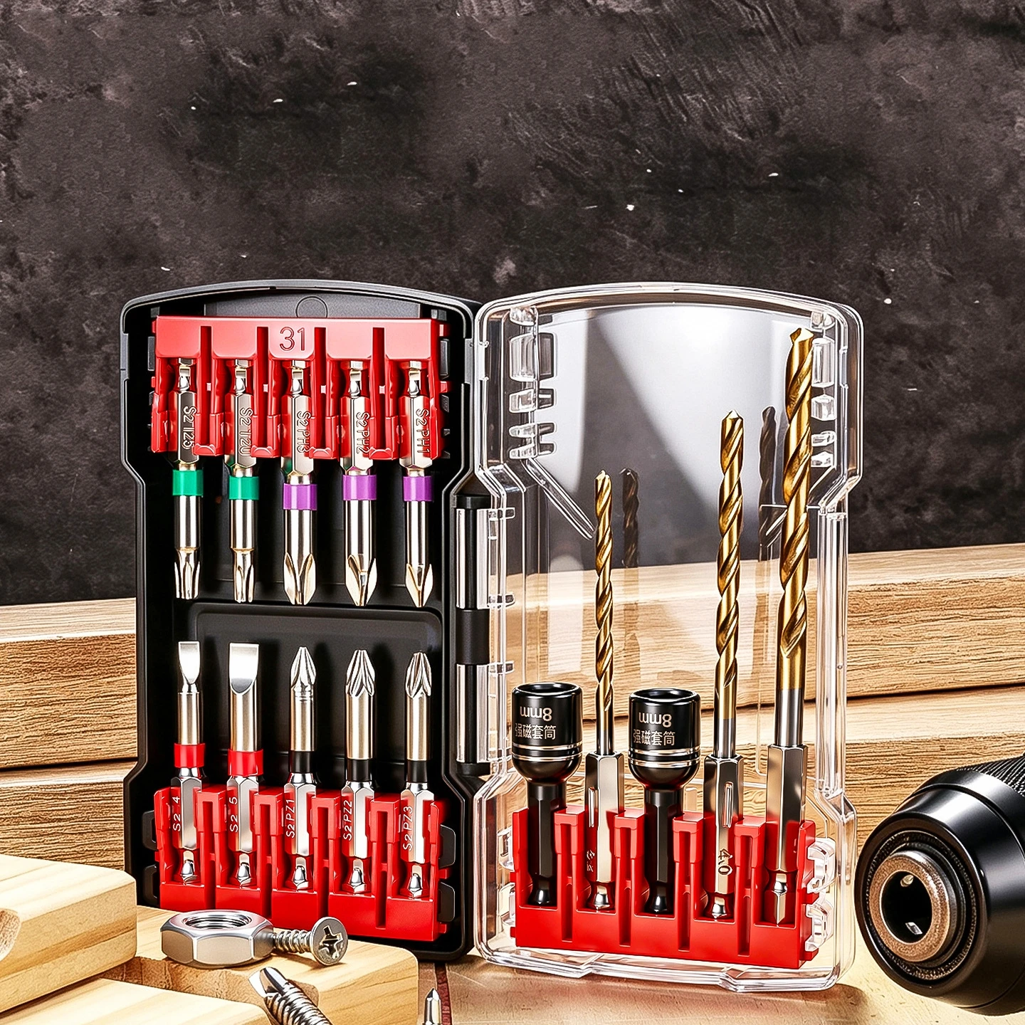 10pcs/15pcs/34pcs Impact Resistant Drilling Bit Set Hex Shank S2 Steel Screwdriver Bit Set Magnetic Socket Bit Impact Driver