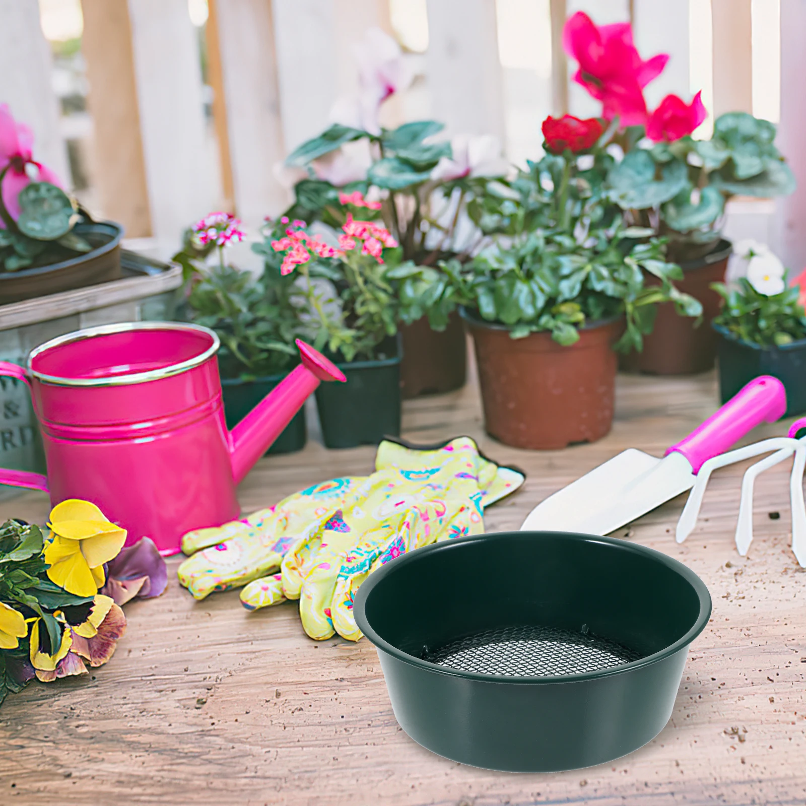 

Soil Sieving Tool Green Metal Mesh Screen Sifter for Garden Planting Filter Manual 25cm Diameter Sifting Pan Rock Separator