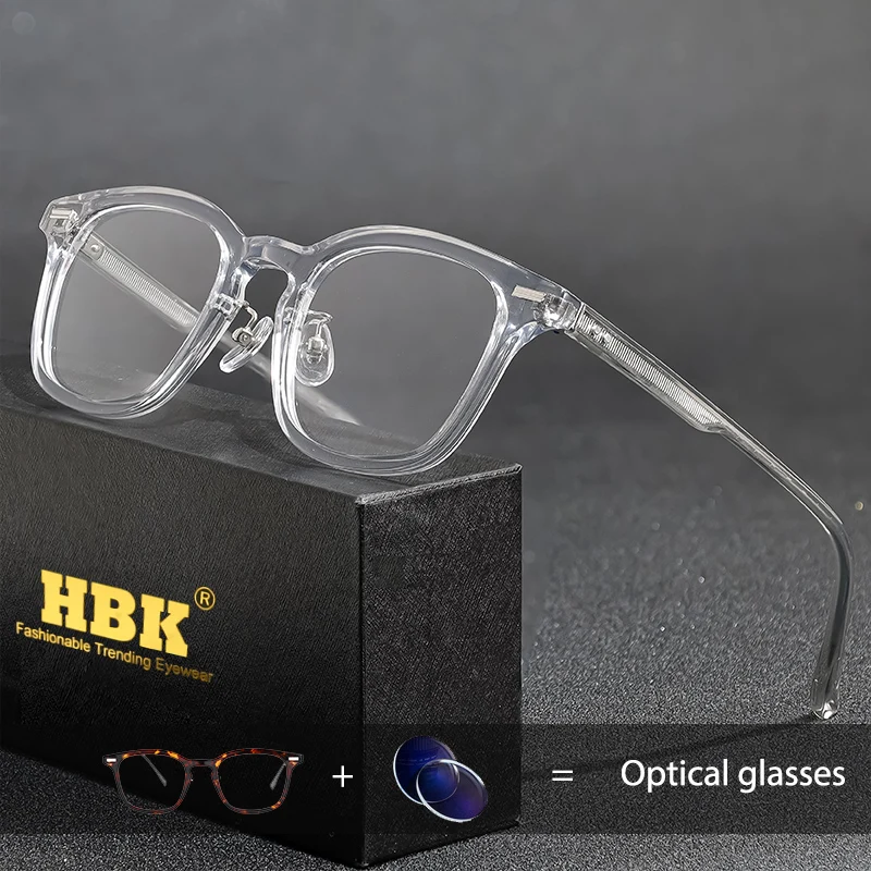 

HBK Fashion Simple Women's Square Optical Glasses Acetate High-Quality Brand Design Glasses Anti Blue Light Myopia Glasses