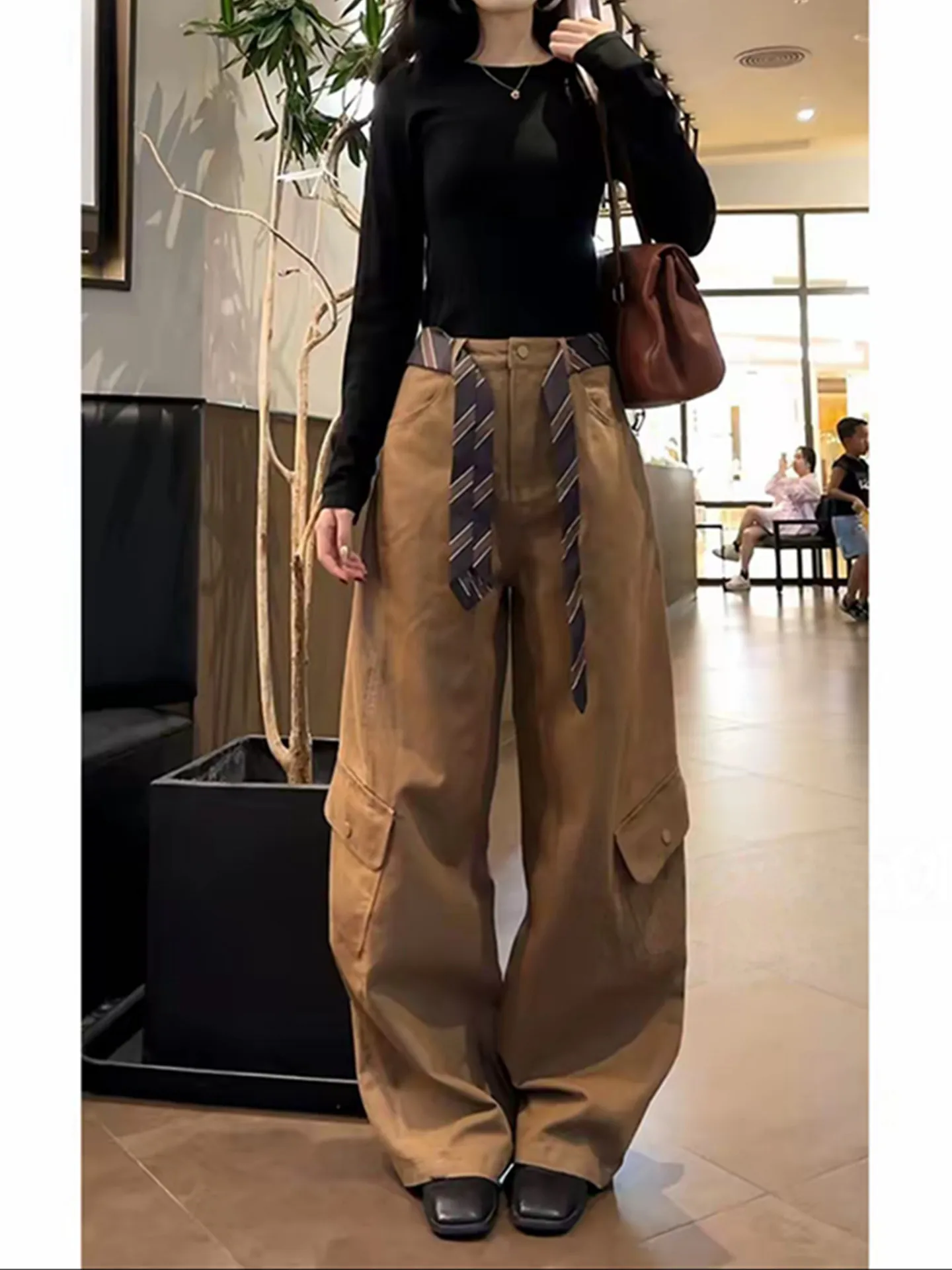 

American High Street Sle Women's Skinny Denim Work Pants High Waist Straight Leg Casual Trousers Faionable Autumn Wear