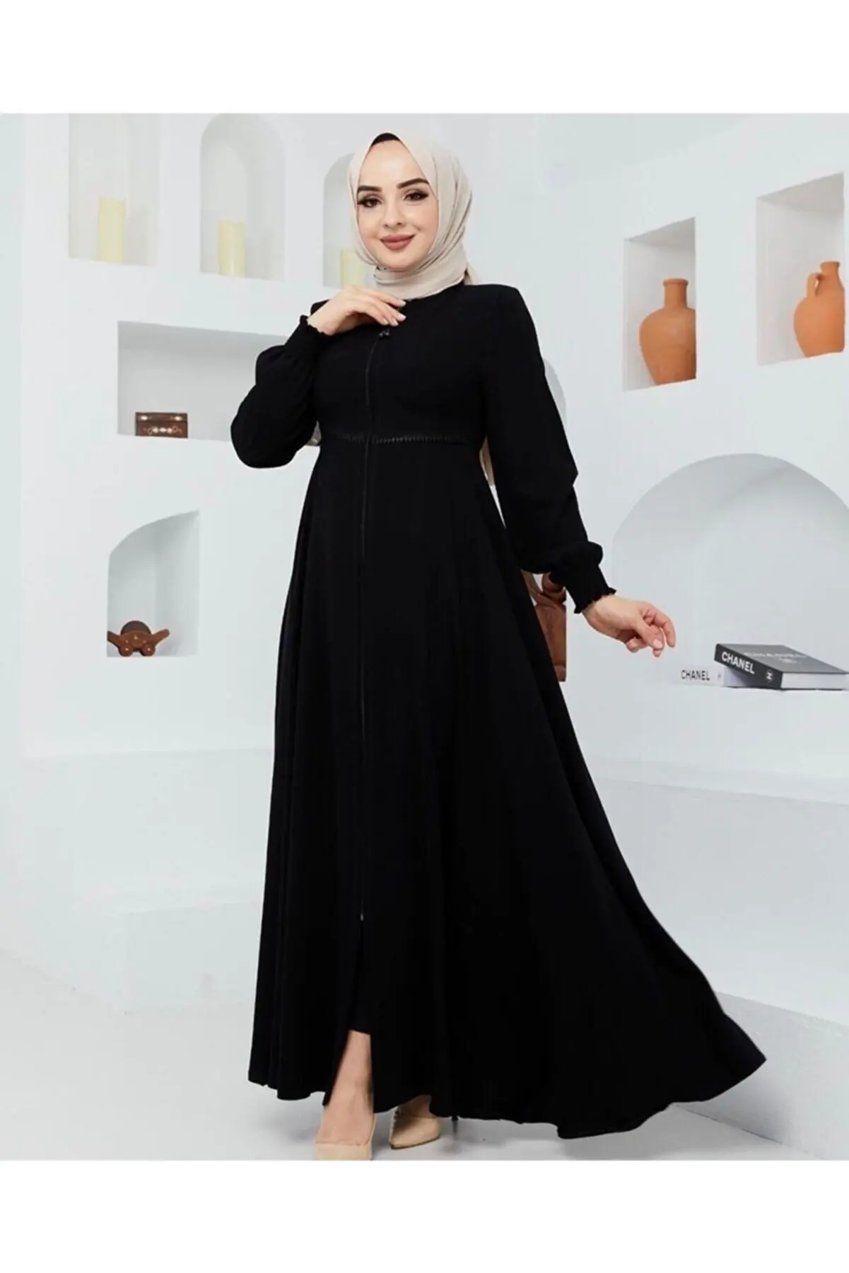 Waist Detailed Maulana Abaya Sleeve Elastic Abaya Abaya Hijab Clothing Long Muslim Fashion Muslim Outerwear