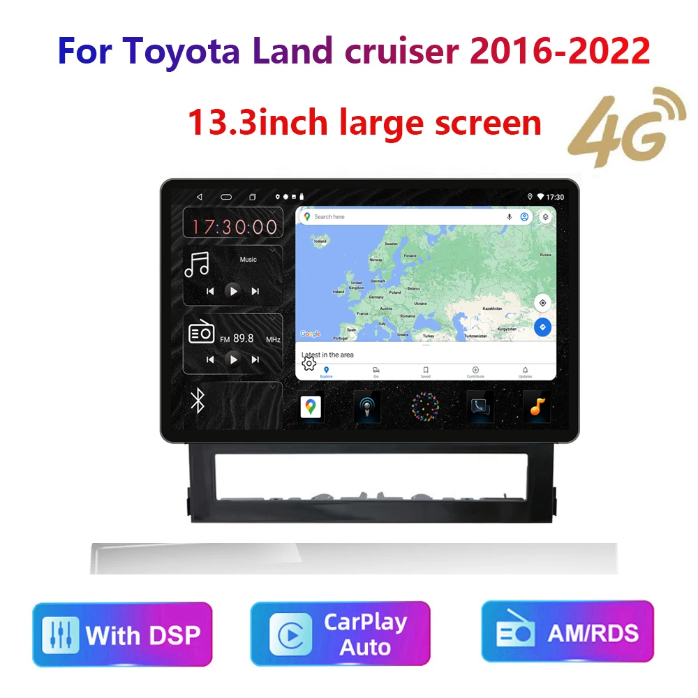 

13.3inch HD multimedia head unit For Toyota Land Cruiser 2016-22 Car Stereo Radio Android video 2K GPS Carplay 4G WIFI