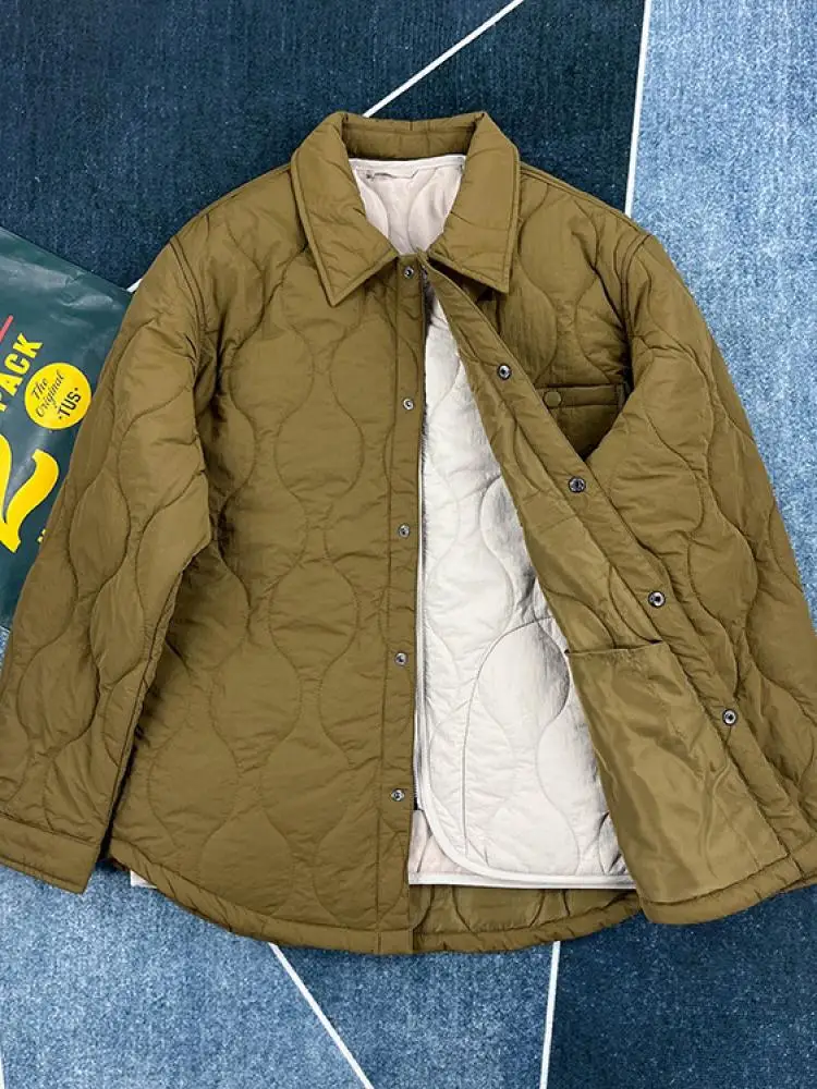 

Men's Loose Fit Cotton Jacket Autumn Winter Warm Casual Style Button Closure Long Sleeve Pure Color Workwear Coat with Pockets