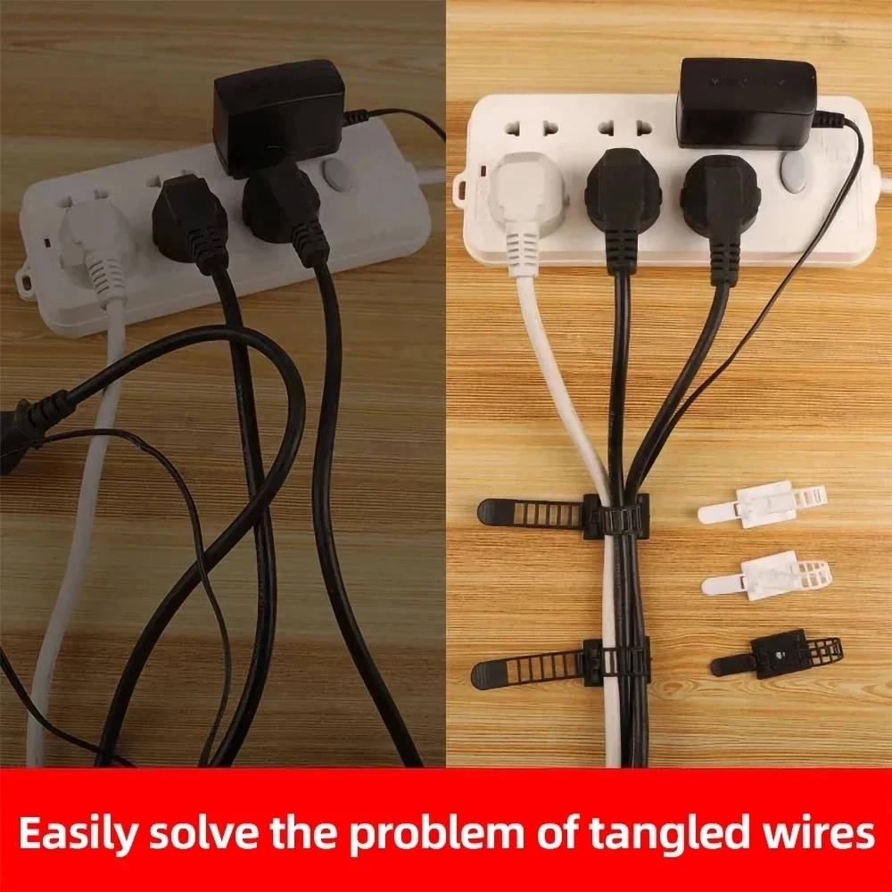 5pcs Adjustable Cable Organizer Cable Twisting Clamp Earphone Stand Self-adhesive Mouse and Keyboard Cable Management
