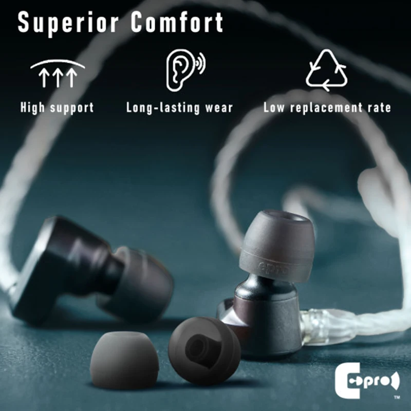 3 أزواج من فوهة ePro EP01 4.7 مم S/M/L بديلة من السيليكون على شكل قرن حاصلة على براءة اختراع لسماعات الأذن مقاس 4.9-7 مم/TWS IEMs