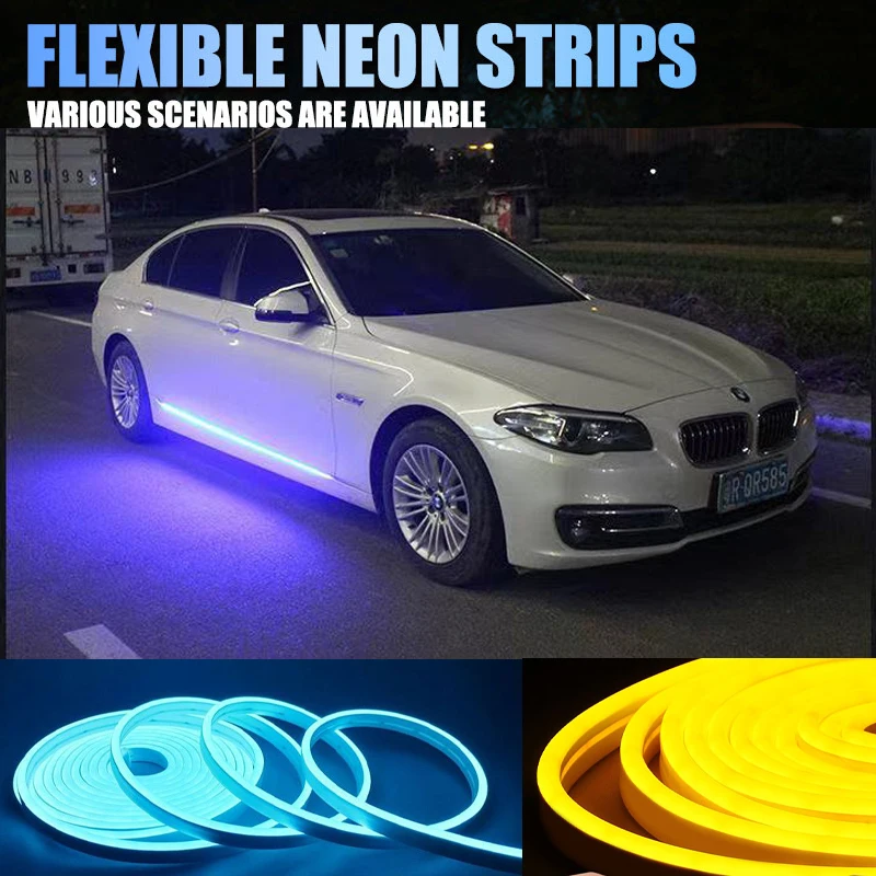 

Neon LED Car Ambient Decoration Welcome Door Skirt Lights Opening Warning LED Ambient Lamp Strip Auto Car Rear Trunk Tail Light