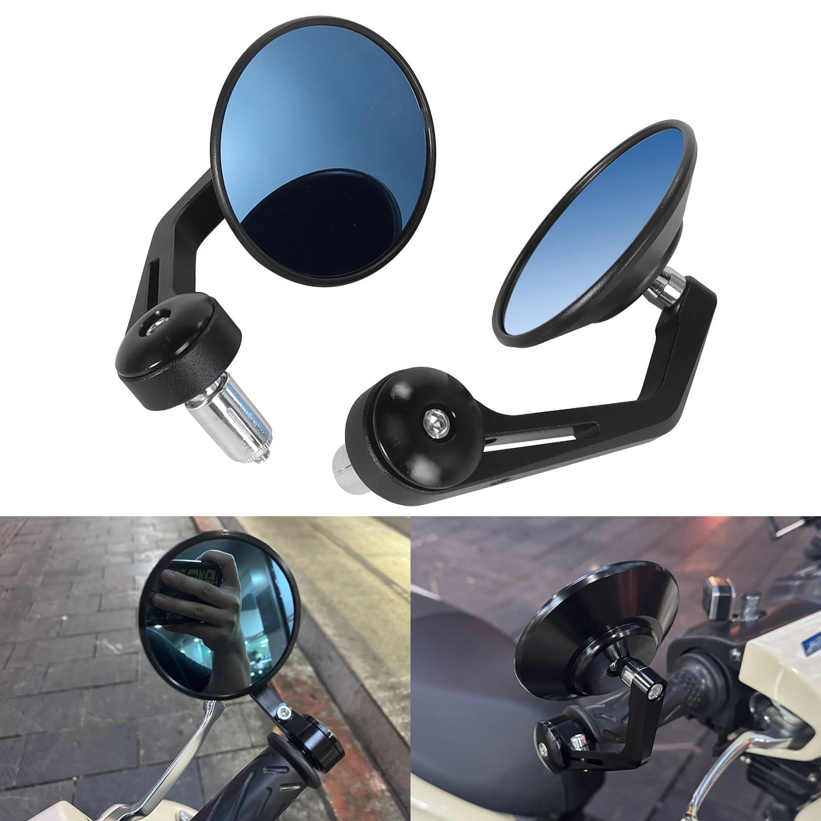 For Royal Enfield Bullet/Meteor/Classic 350 500 650 Interceptor CNC Motorcycle Bar End Mirrors Retro Handlebar Tip Rearview