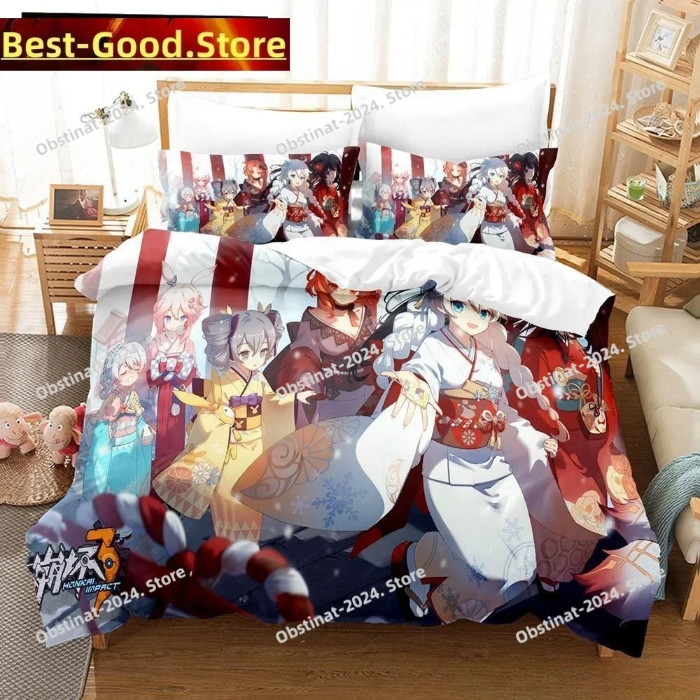 Game Honkai Impact 3 Bedding Set Duvet Cover Full Queen King Size Pillowcase Bed Printed Bed Set Aldult Kid Bedroom Single Twin