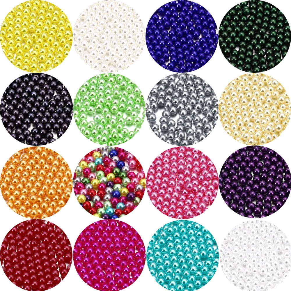 50-1000pcs/lot 3-10 mm Round Multi Color No Hole Acrylic Imitation Pearl Bead Loose Beads For DIY Jewelry Making Accessories