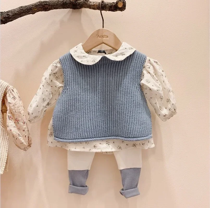 New Spring Autumn Kids Vest For Girls Boys Knitted Sweater Children's Clothing Solid Sleeveless Baby Outwear 1-3T