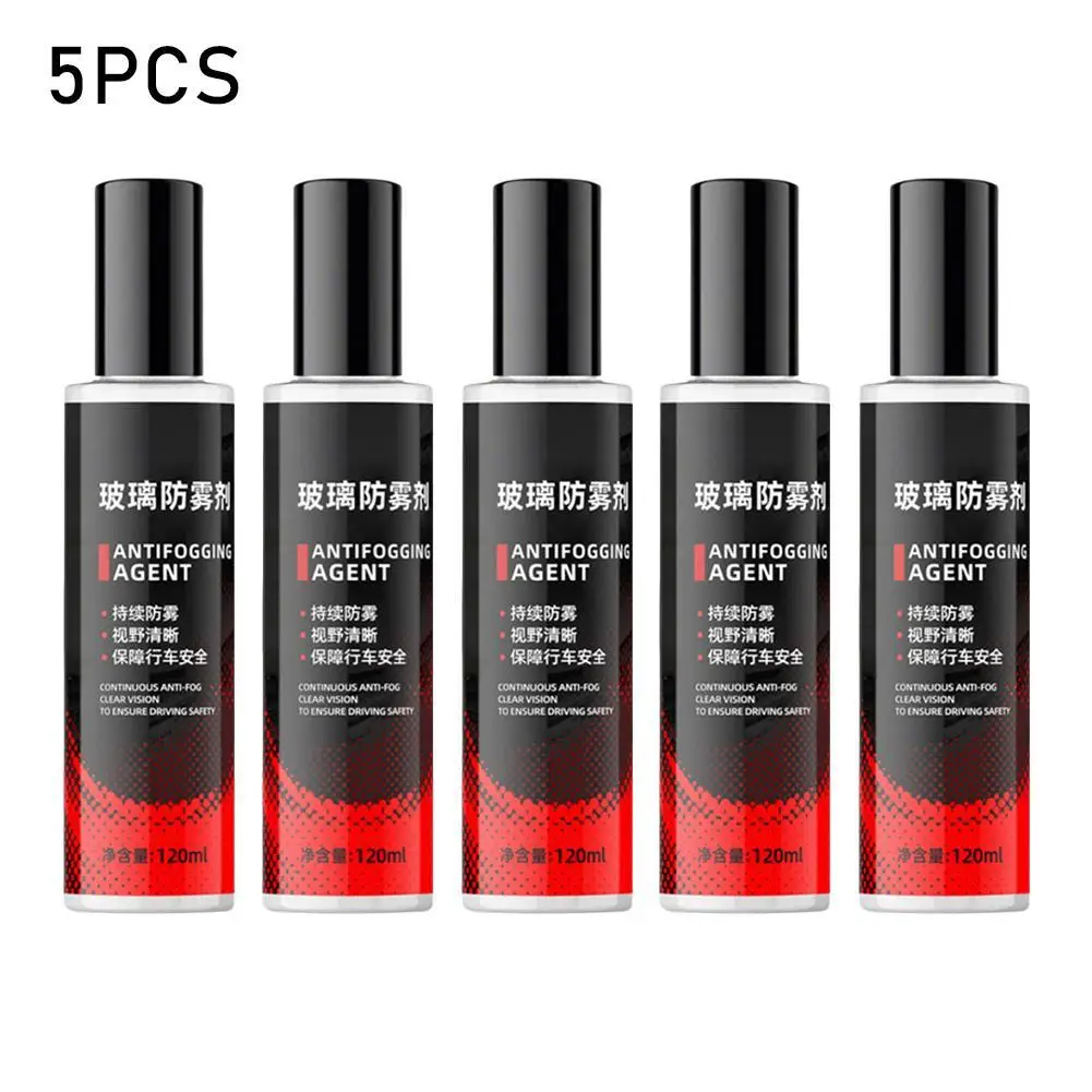 5Pcs Anti-Fog Car Defogger Glass Cleaner Spray for Car Interior Glass Mirror to Prevent Fogging and Improve Driving Visibility