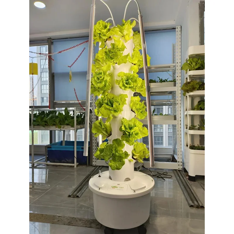 Deposit hydroponic equipment househol kit indoor tower garden with led grow light leafy vegetl