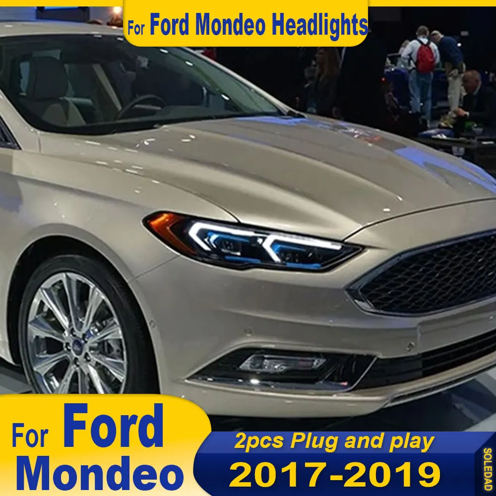 

Светодиодные фары для Ford Mondeo 2017 2018 2019 2020, полностью светодиодные автомобильные фары, светодиодные DRL, динамические указатели поворота, передние лампы