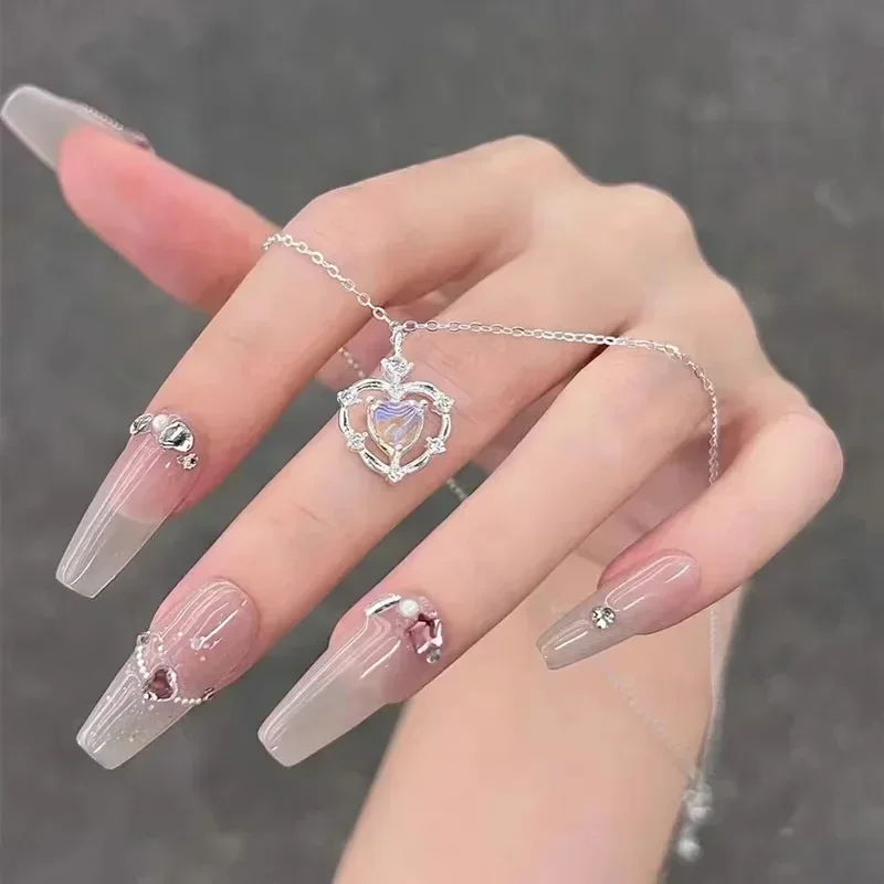 Подвеска Heart Pendant Fashion Chain Necklace Popular Women Charm Hollow Gradient Clavicle Collar Jewelry Party Girl Gift