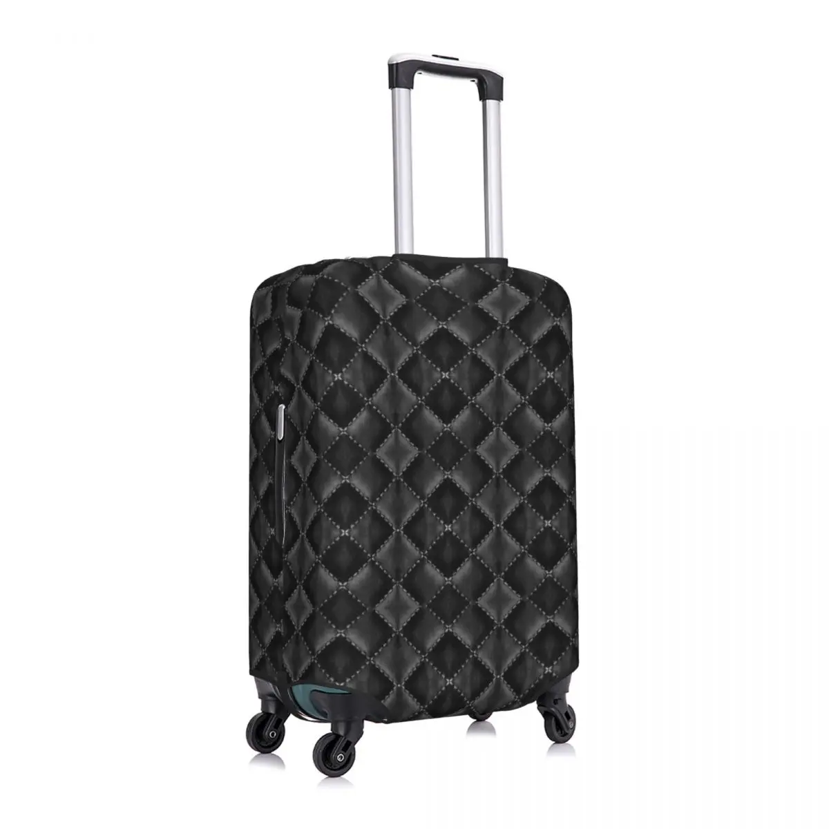 Printed Black Quilted Leather. Leather Print Luggage Protective Dust Covers Elastic Waterproof 18-32inch Suitcase Cover Travel